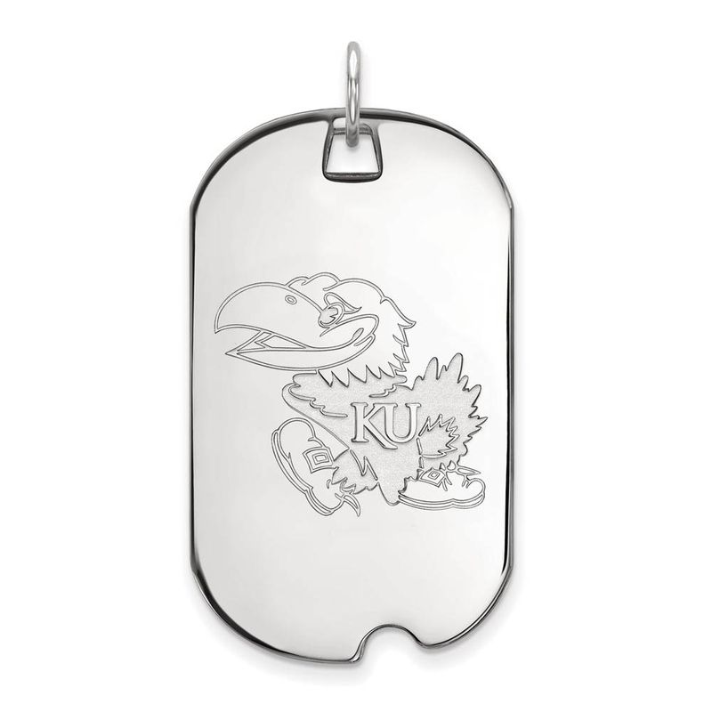 Sterling Silver U. Of Kansas Large Dog Tag Pendant